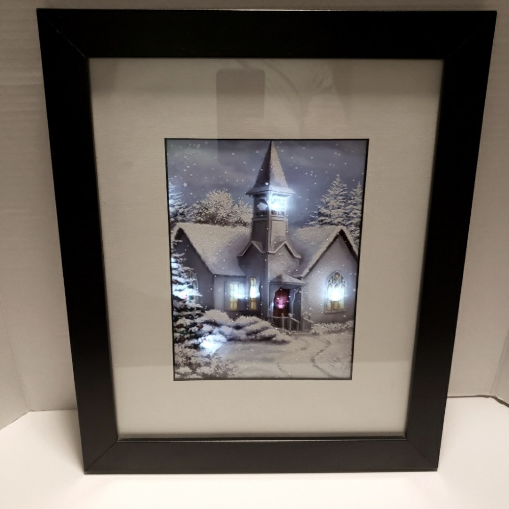 Matted light up church picture